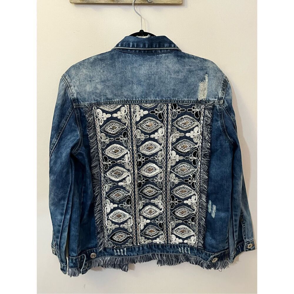 JAASE Embroidered Boho Denim Jean Jacket M - Picture 7 of 7